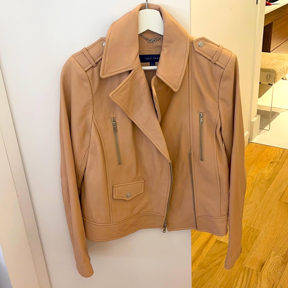 Cole Haan leather moto motorcycle jacket - Med